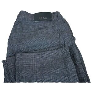 BRAX Cooper Men's Fancy Pant Jean Cut Gray Glen Plaid All Cotton Waist 33 x34